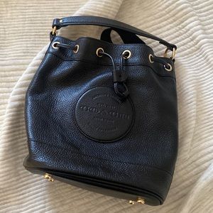 Coach black leather bucket bag